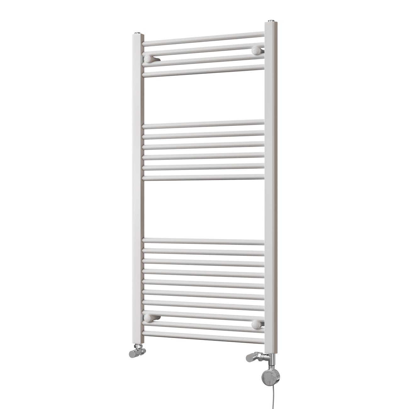 Zennor - White Dual Fuel Towel Rail H1200mm x W600mm Thermostatic - Straight