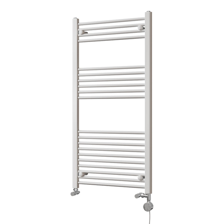 Zennor - White Dual Fuel Towel Rail H1200mm x W600mm Thermostatic - Straight