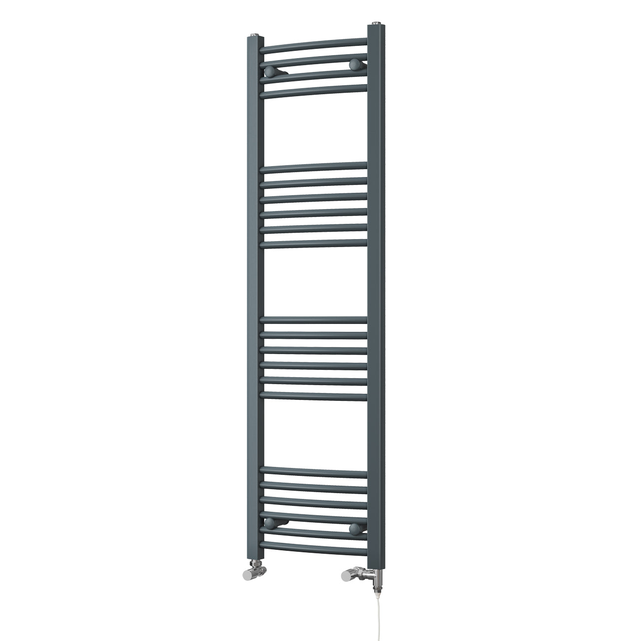 Zennor - Anthracite Dual Fuel Towel Rail H1400mm x W400mm Standard - Curved
