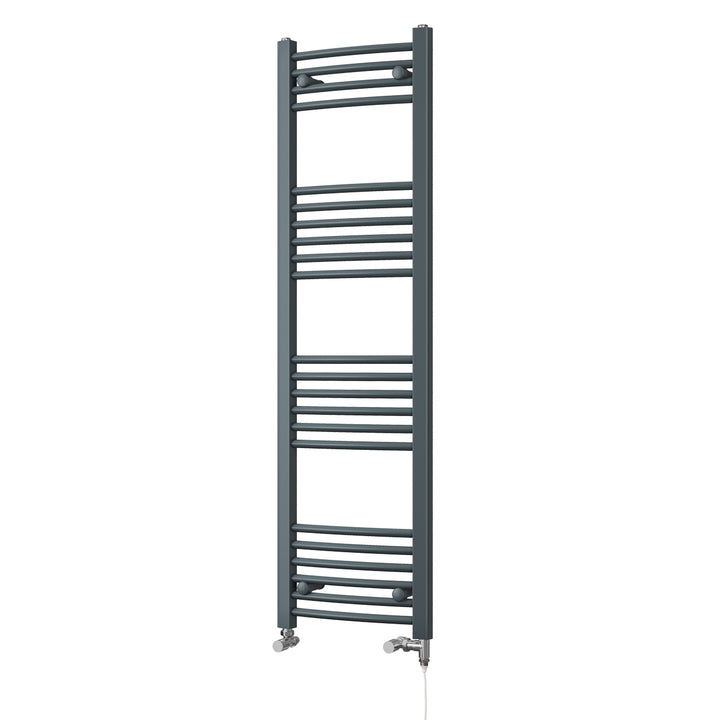 Zennor - Anthracite Dual Fuel Towel Rail H1400mm x W400mm Standard - Curved