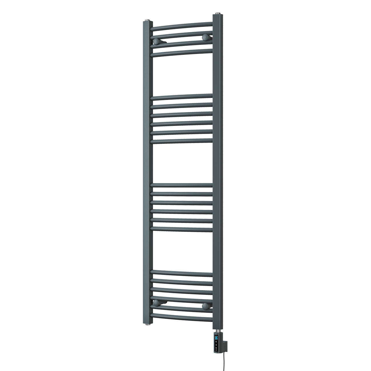 Zennor - Anthracite Electric Towel Rail H1400mm x W400mm Curved 300w Thermostatic WIFI