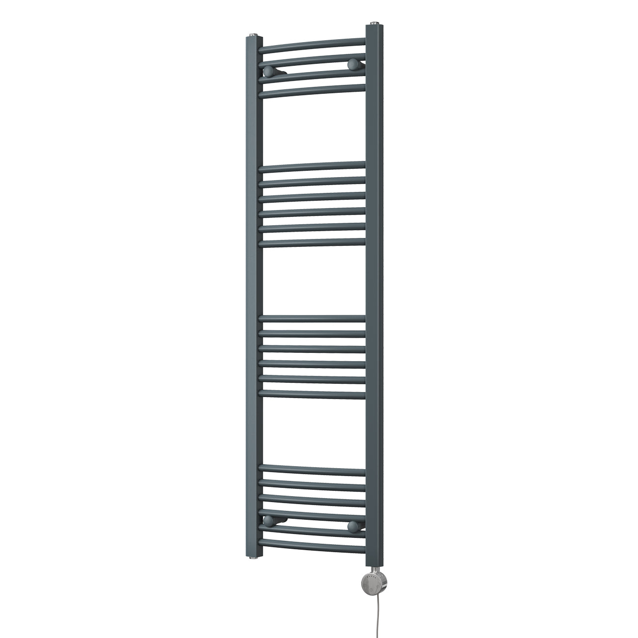 Zennor - Anthracite Electric Towel Rail H1400mm x W400mm Curved 300w Thermostatic