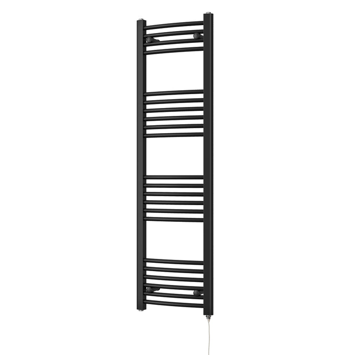 Zennor - Black Electric Towel Rail H1400mm x W400mm Curved 400w Standard