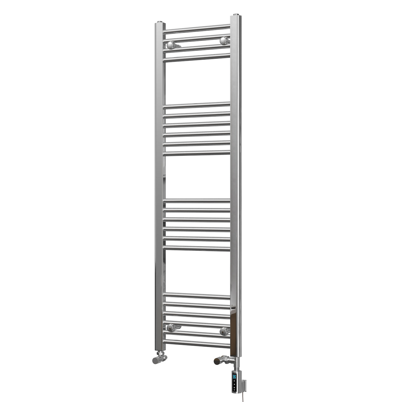 Zennor - Chrome Dual Fuel Towel Rail H1400mm x W400mm Thermostatic WIFI - Straight