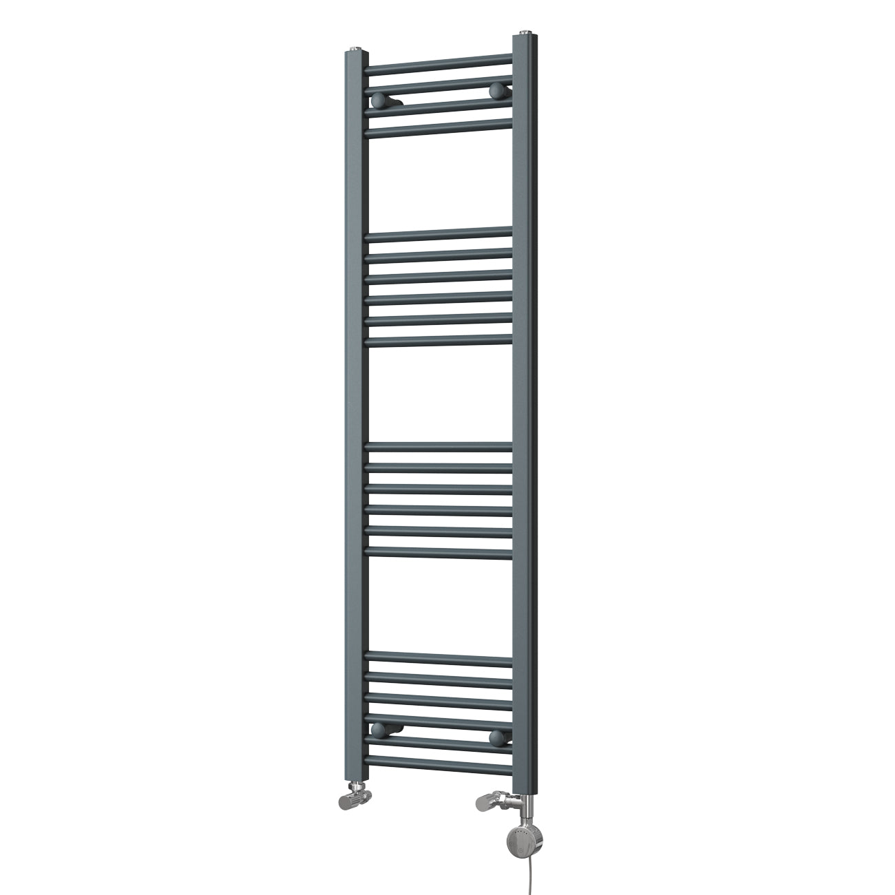 Zennor - Anthracite Dual Fuel Towel Rail H1400mm x W400mm Thermostatic - Straight