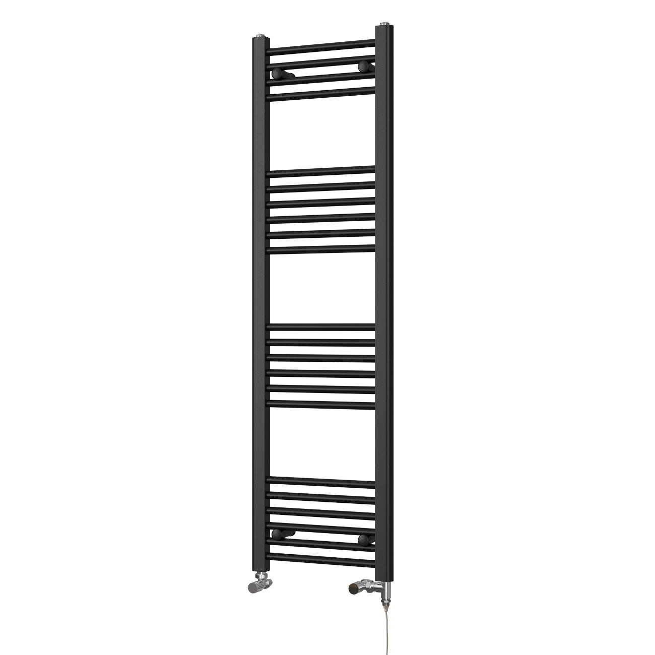 Zennor - Black Dual Fuel Towel Rail H1400mm x W400mm Standard - Straight