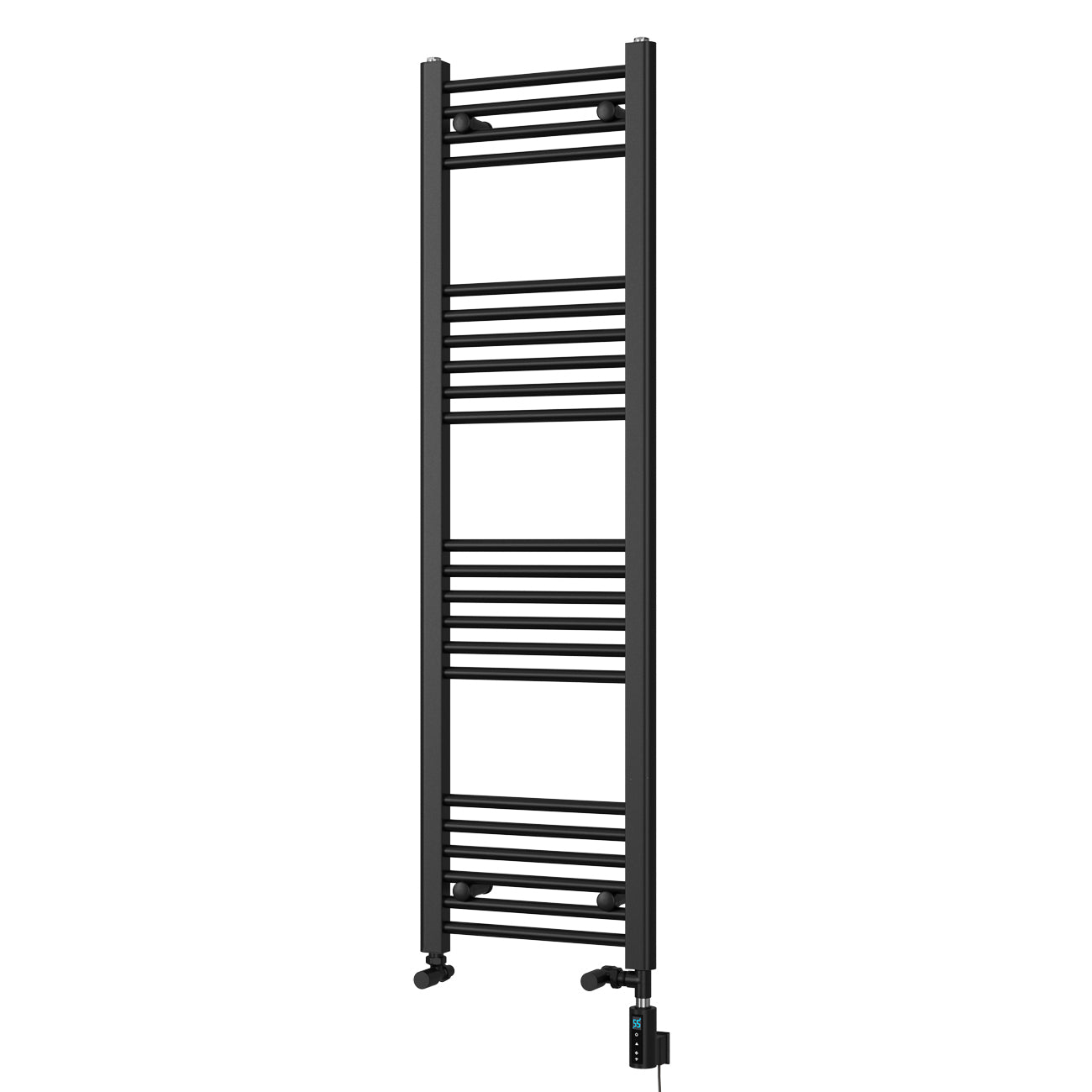 Zennor - Black Dual Fuel Towel Rail H1400mm x W400mm Thermostatic WIFI - Straight