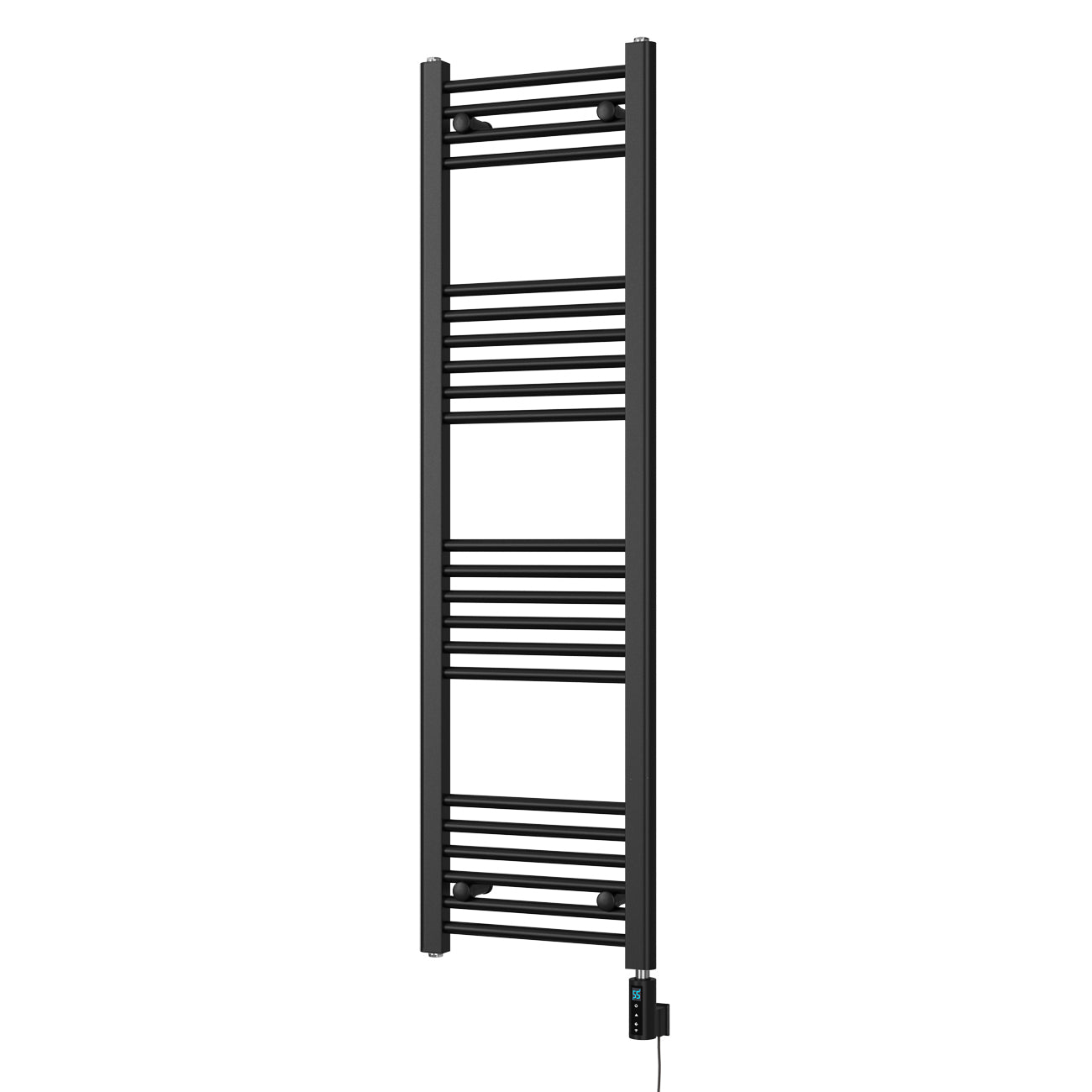 Zennor - Black Electric Towel Rail H1400mm x W400mm Straight 300w Thermostatic WIFI