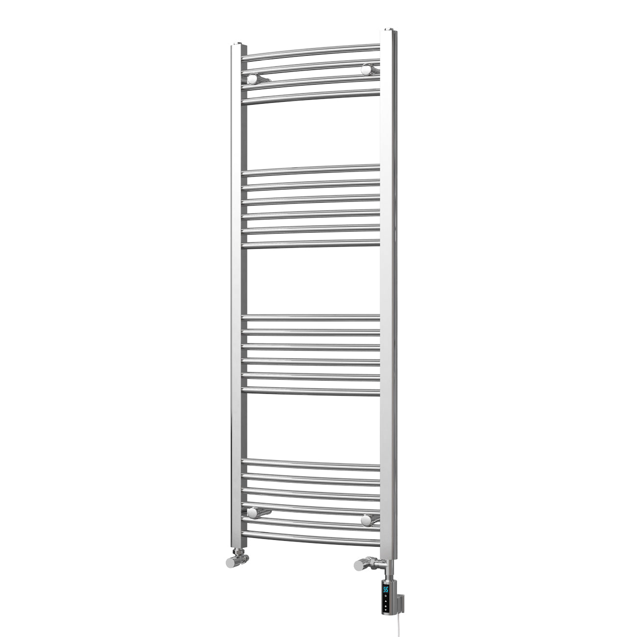 Zennor - Chrome Dual Fuel Towel Rail H1400mm x W500mm Thermostatic WIFI - Curved
