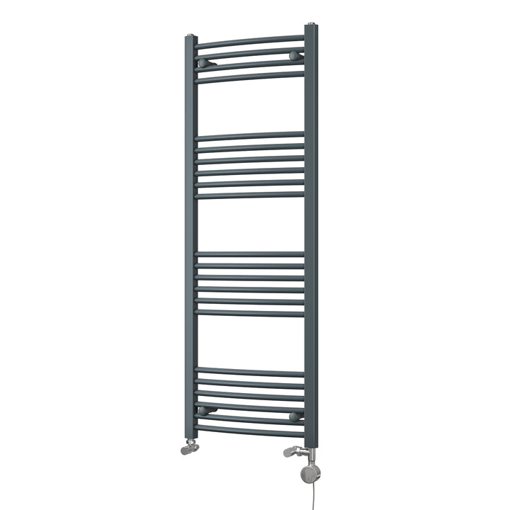 Zennor - Anthracite Dual Fuel Towel Rail H1400mm x W500mm Thermostatic - Curved