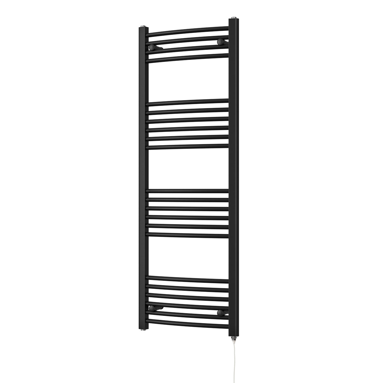 Zennor - Black Electric Towel Rail H1400mm x W500mm Curved 500w Standard