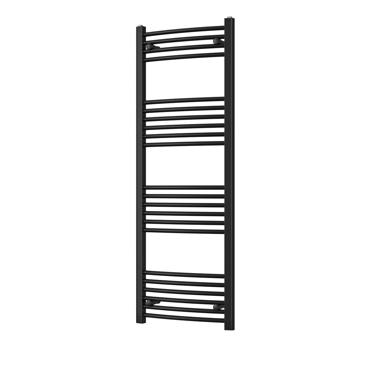Zennor - Black Heated Towel Rail - H1400mm x W500mm - Curved