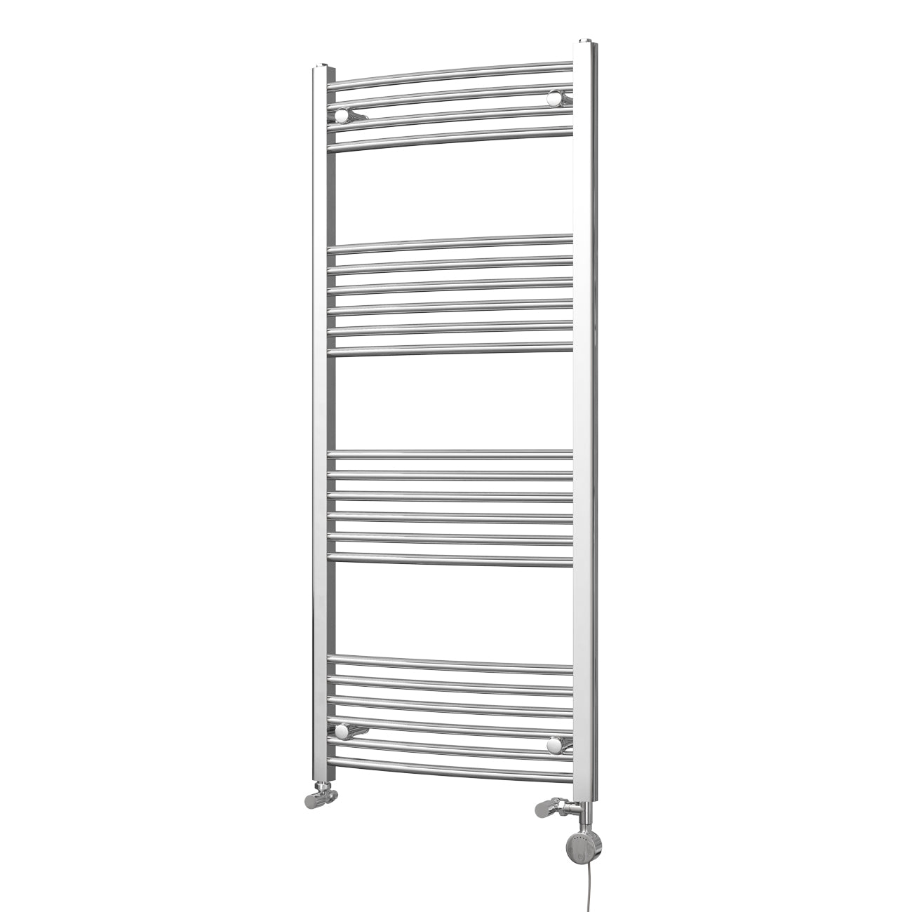 Zennor - Chrome Dual Fuel Towel Rail H1400mm x W600mm Thermostatic - Curved