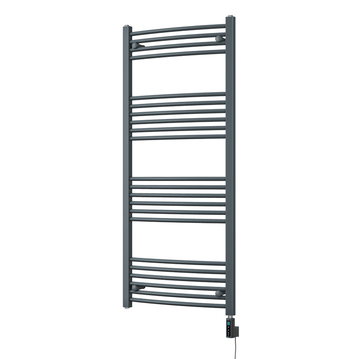 Zennor - Anthracite Electric Towel Rail H1400mm x W600mm Curved 700w Thermostatic WIFI