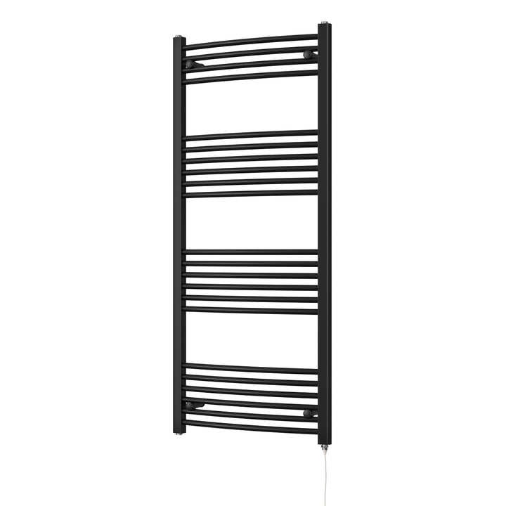 Zennor - Black Electric Towel Rail H1400mm x W600mm Curved 700w Standard