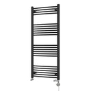 Zennor - Black Dual Fuel Towel Rail H1400mm x W600mm Thermostatic - Curved