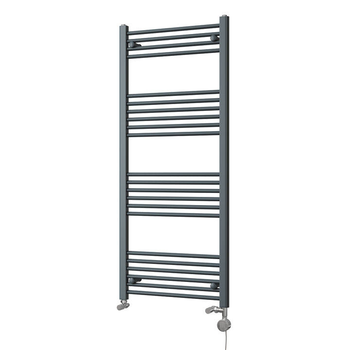 Zennor - Anthracite Dual Fuel Towel Rail H1400mm x W600mm Thermostatic - Straight