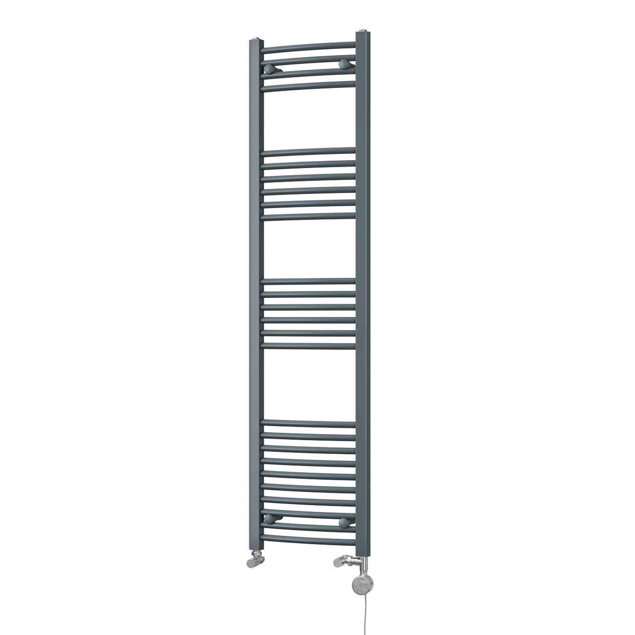 Zennor - Anthracite Dual Fuel Towel Rail H1600mm x W400mm Thermostatic - Curved