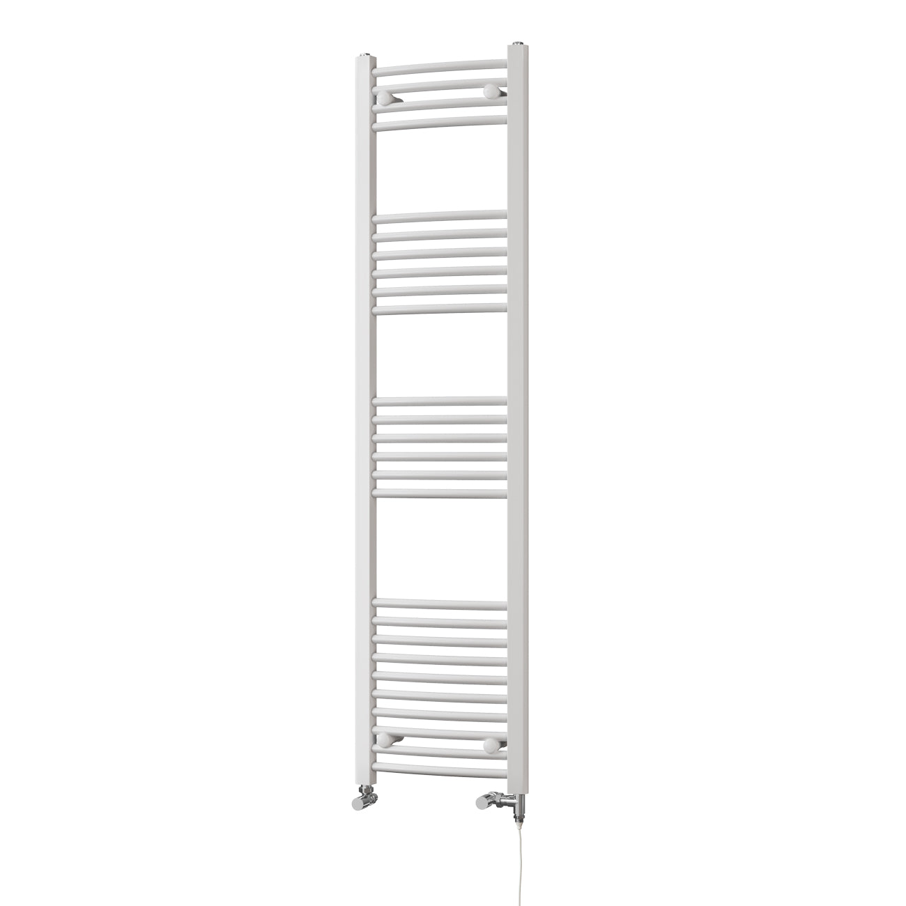 Zennor - White Dual Fuel Towel Rail H1600mm x W400mm Standard - Curved