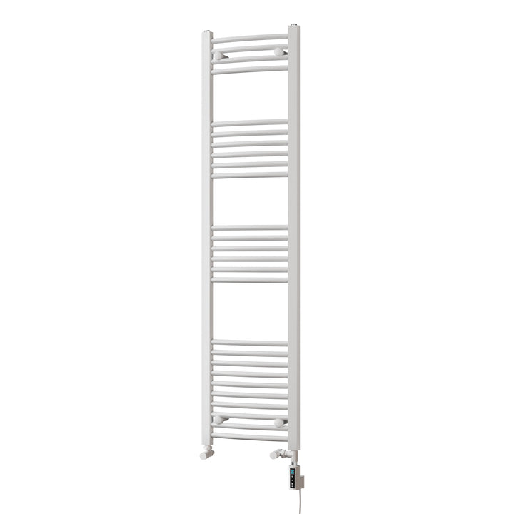 Zennor - White Dual Fuel Towel Rail H1600mm x W400mm Thermostatic WIFI - Curved