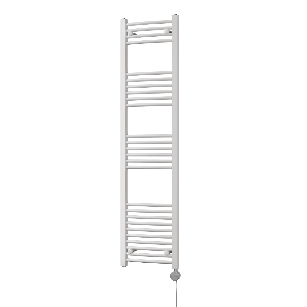 Zennor - White Electric Towel Rail H1600mm x W400mm Curved 500w Thermostatic