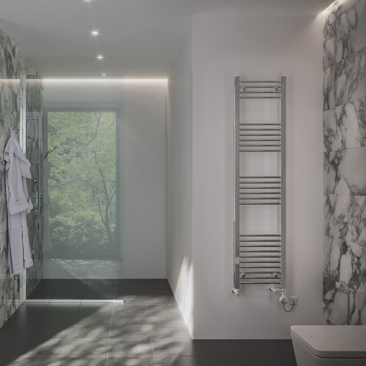 Zennor - Chrome Dual Fuel Towel Rail H1600mm x W400mm Thermostatic - Straight