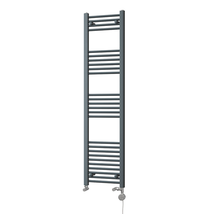 Zennor - Anthracite Dual Fuel Towel Rail H1600mm x W400mm Thermostatic - Straight