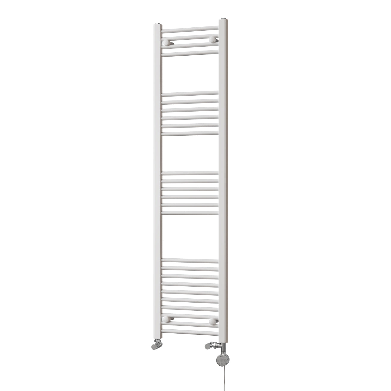 Zennor - White Dual Fuel Towel Rail H1600mm x W400mm Thermostatic - Straight
