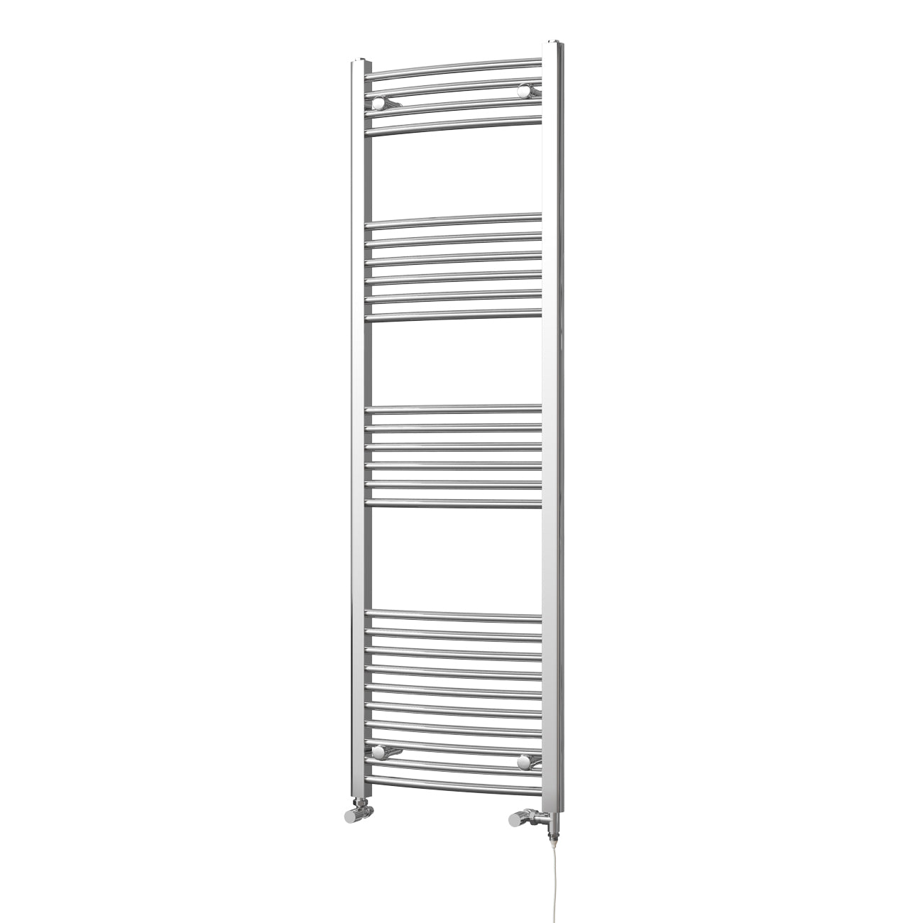 Zennor - Chrome Dual Fuel Towel Rail H1600mm x W500mm Standard - Curved