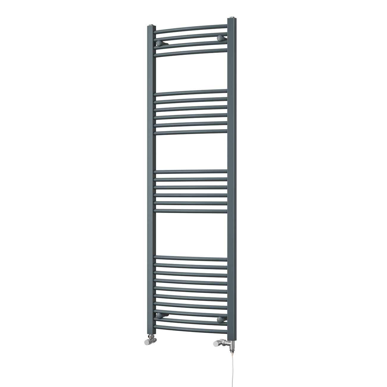 Zennor - Anthracite Dual Fuel Towel Rail H1600mm x W500mm Standard - Curved