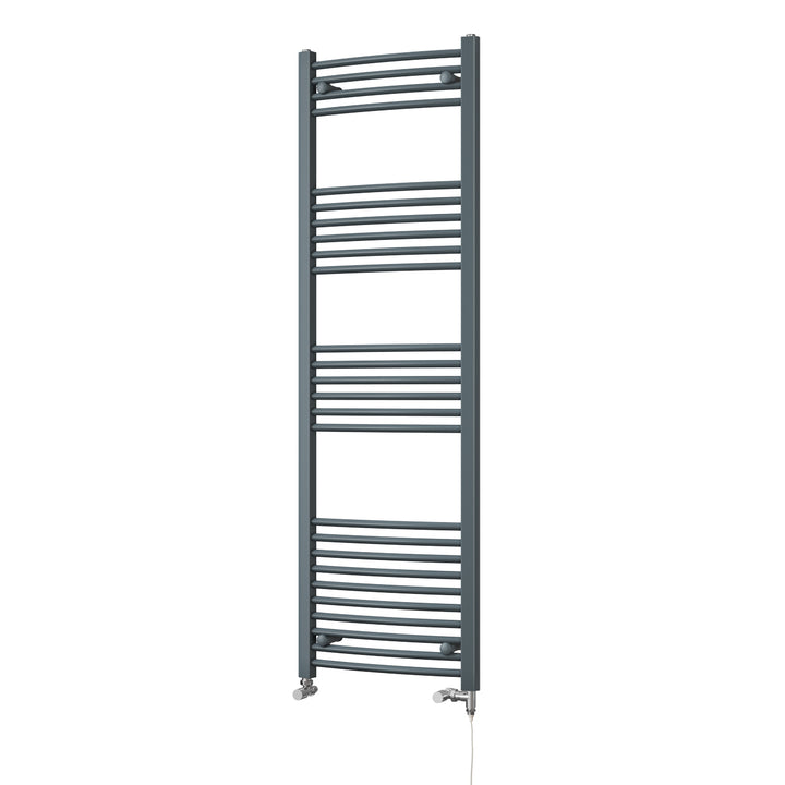 Zennor - Anthracite Dual Fuel Towel Rail H1600mm x W500mm Standard - Curved