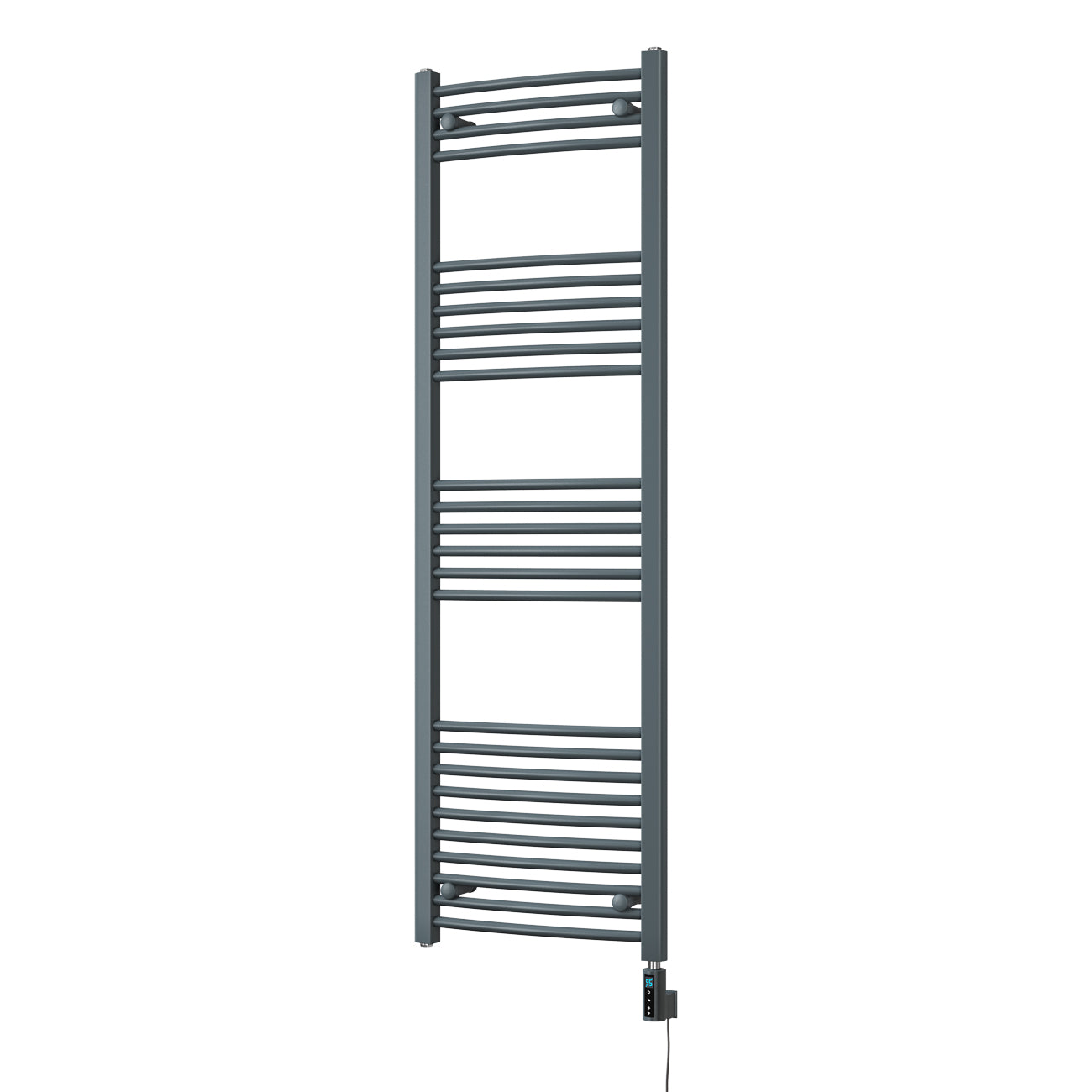 Zennor - Anthracite Electric Towel Rail H1600mm x W500mm Curved 600w Thermostatic WIFI