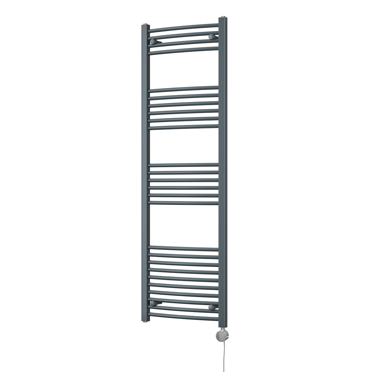 Zennor - Anthracite Electric Towel Rail H1600mm x W500mm Curved 600w Thermostatic
