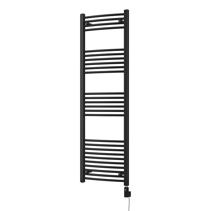 Zennor - Black Electric Towel Rail H1600mm x W500mm Curved 600w Thermostatic WIFI