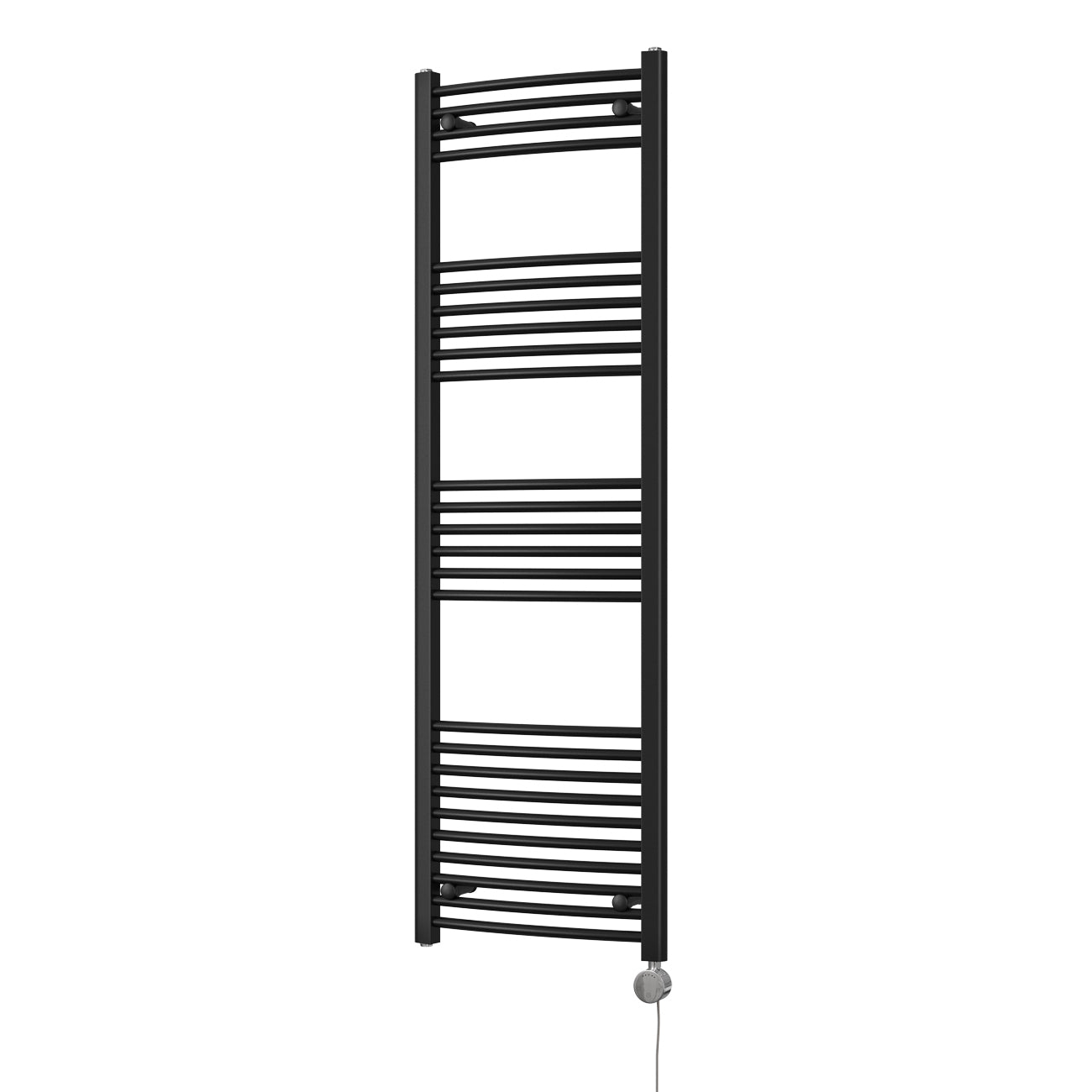 Zennor - Black Electric Towel Rail H1600mm x W500mm Curved 600w Thermostatic