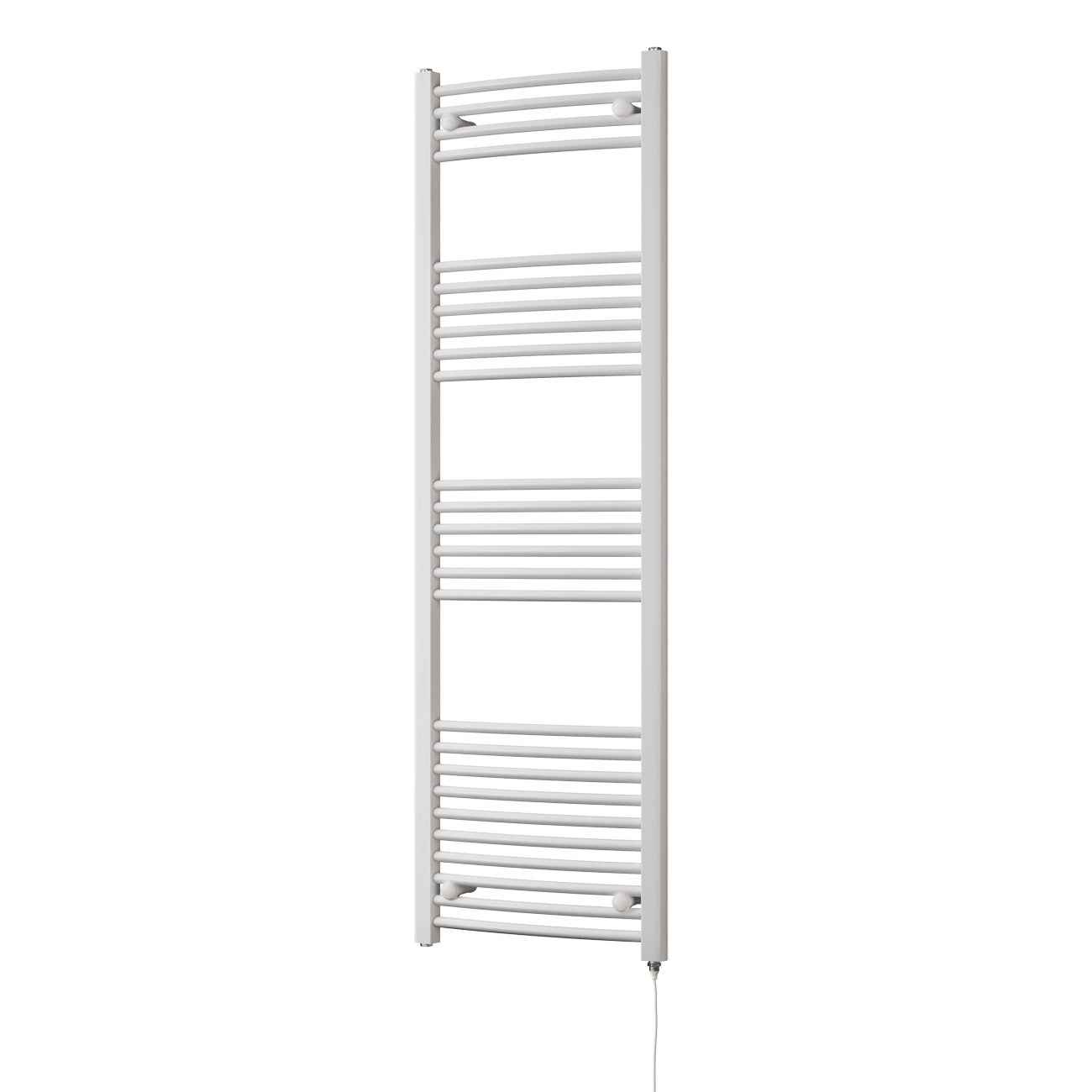 Zennor - White Electric Towel Rail H1600mm x W500mm Curved 600w Standard
