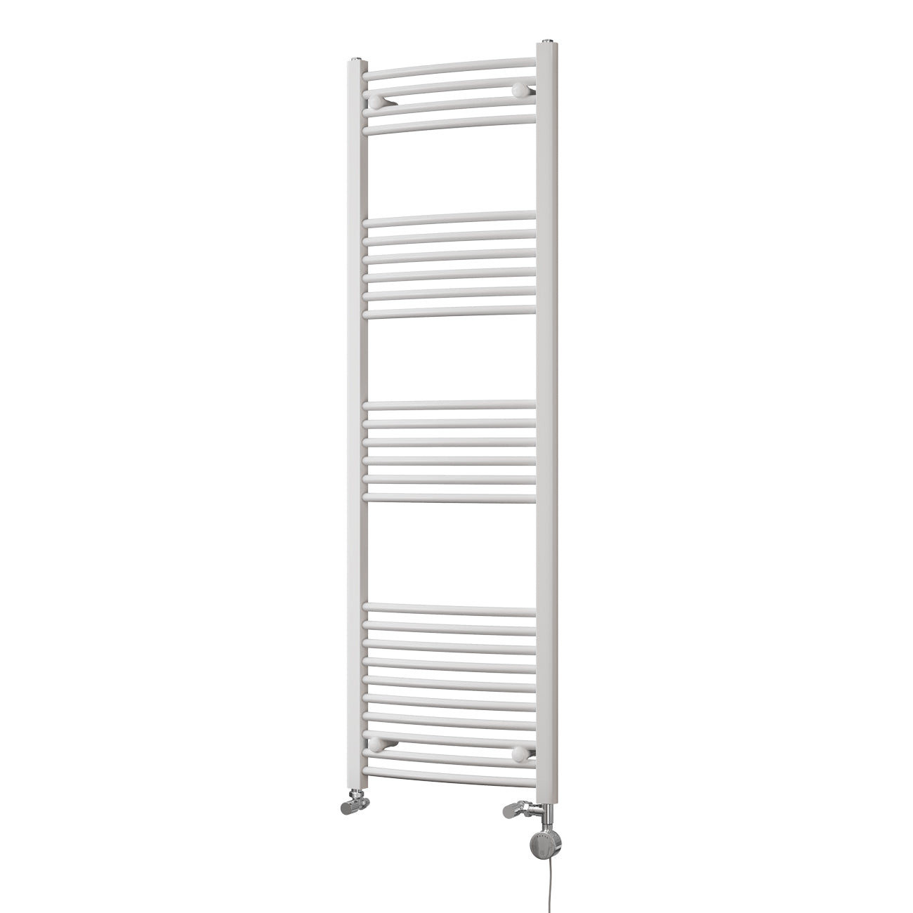 Zennor - White Dual Fuel Towel Rail H1600mm x W500mm Thermostatic - Curved