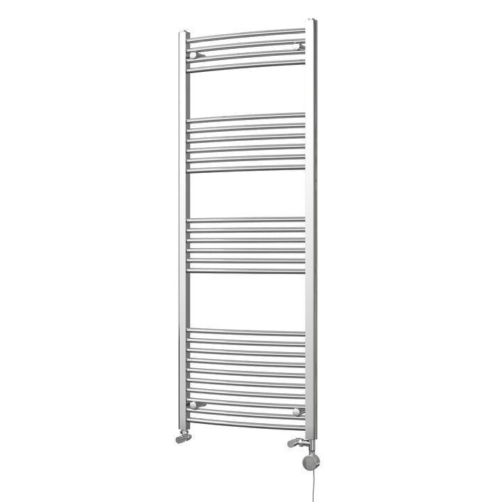 Zennor - Chrome Dual Fuel Towel Rail H1600mm x W600mm Thermostatic - Curved