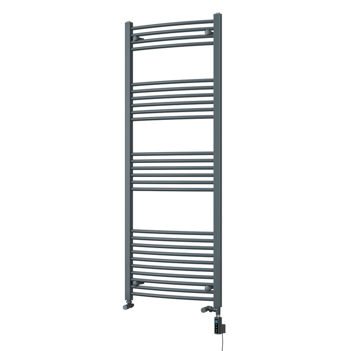 Zennor - Anthracite Dual Fuel Towel Rail H1600mm x W600mm Thermostatic WIFI - Curved