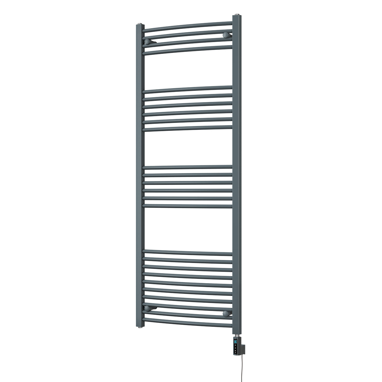Zennor - Anthracite Electric Towel Rail H1600mm x W600mm Curved 900w Thermostatic WIFI