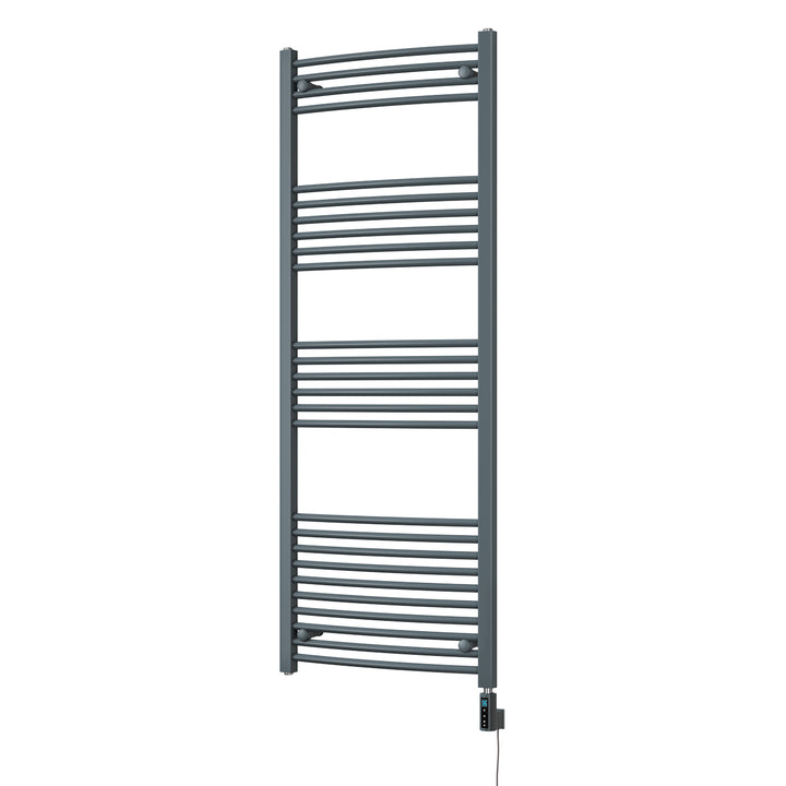 Zennor - Anthracite Electric Towel Rail H1600mm x W600mm Curved 900w Thermostatic WIFI