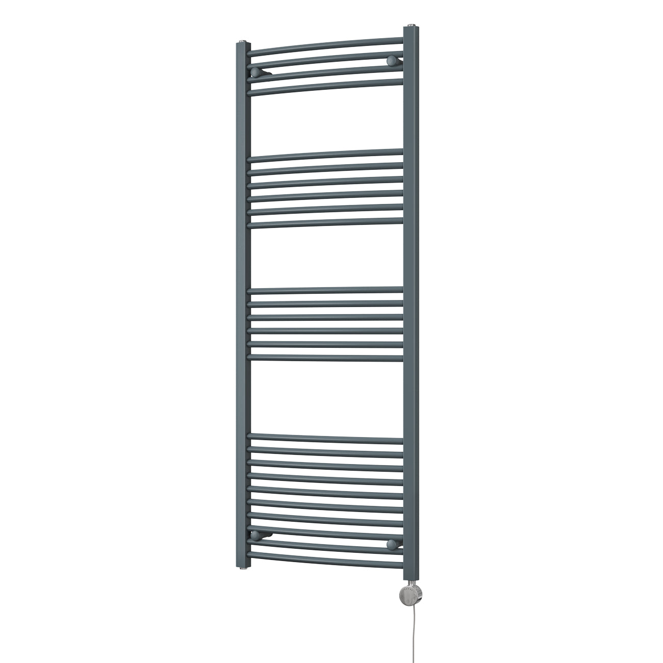 Zennor - Anthracite Electric Towel Rail H1600mm x W600mm Curved 800w Thermostatic