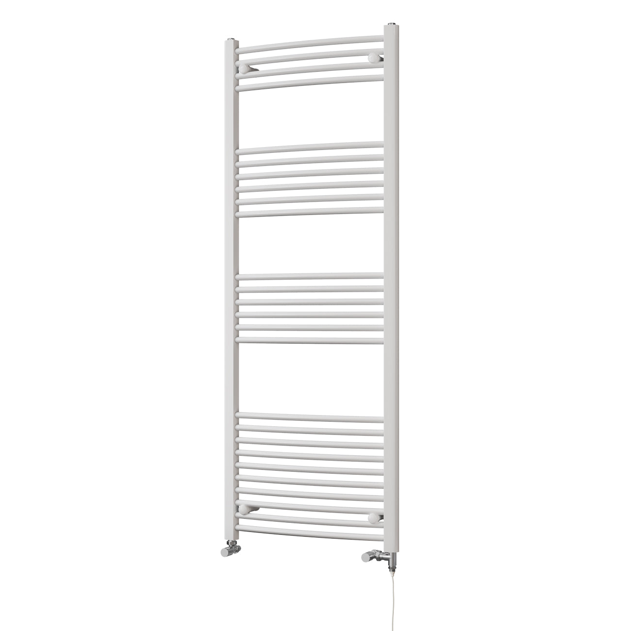Zennor - White Dual Fuel Towel Rail H1600mm x W600mm Standard - Curved