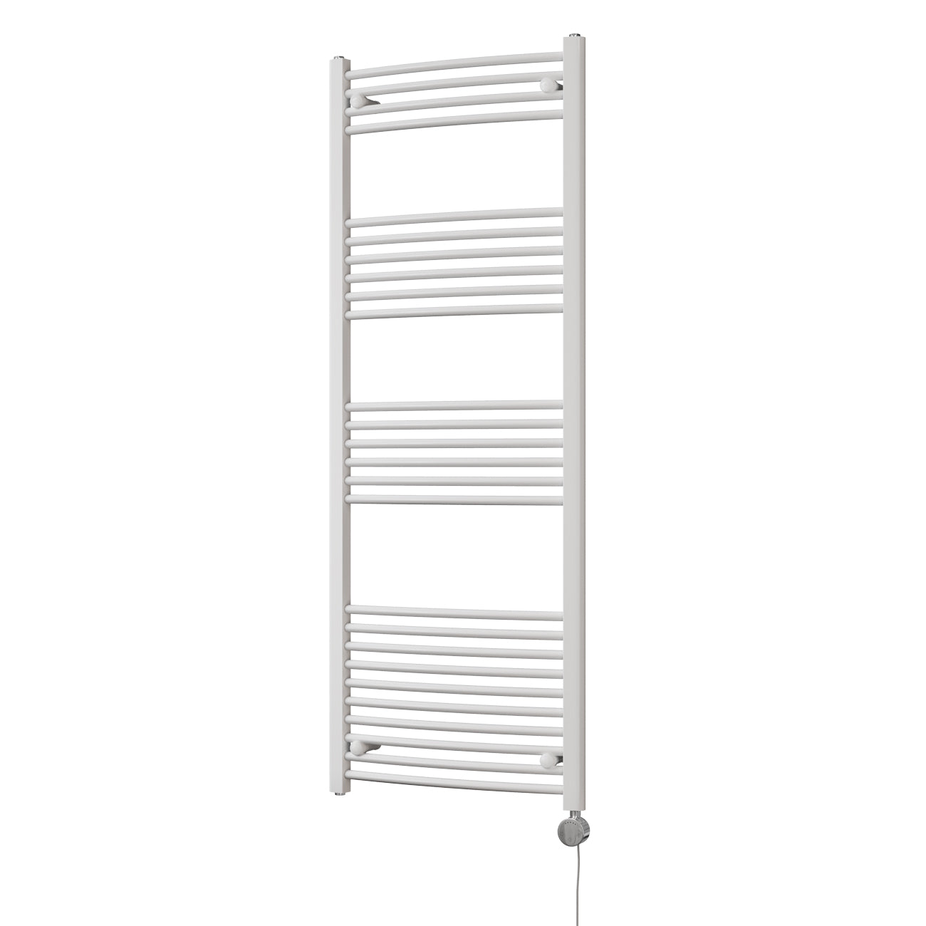 Zennor - White Electric Towel Rail H1600mm x W600mm Curved 800w Thermostatic