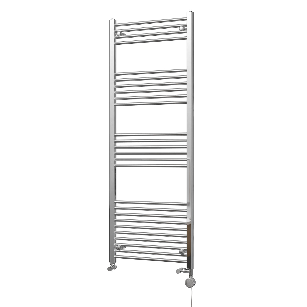 Zennor - Chrome Dual Fuel Towel Rail H1600mm x W600mm Thermostatic - Straight