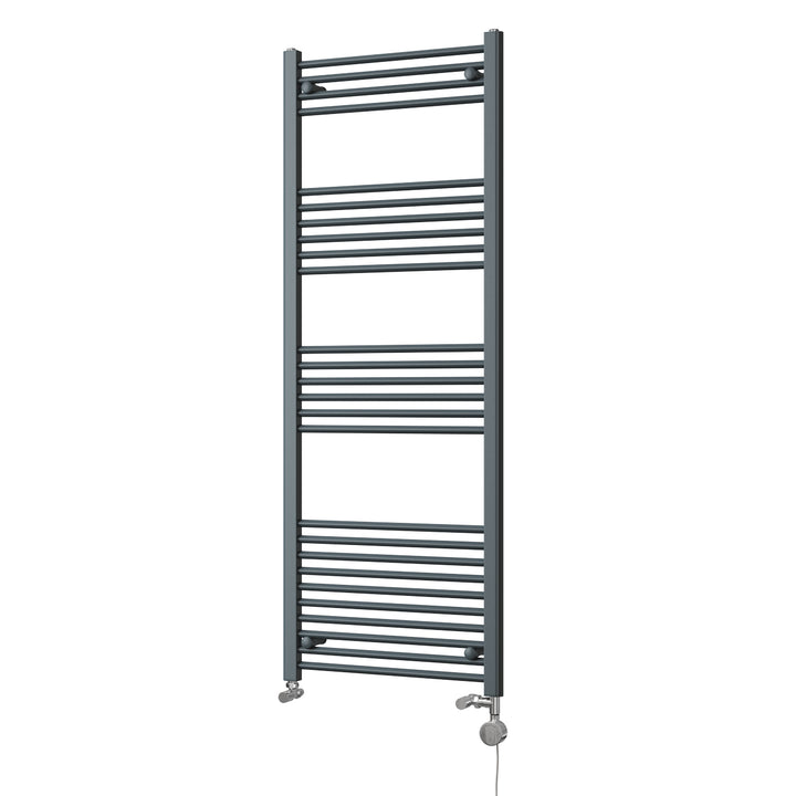 Zennor - Anthracite Dual Fuel Towel Rail H1600mm x W600mm Thermostatic - Straight