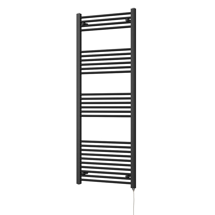 Zennor - Black Electric Towel Rail H1600mm x W600mm Straight 800w Standard