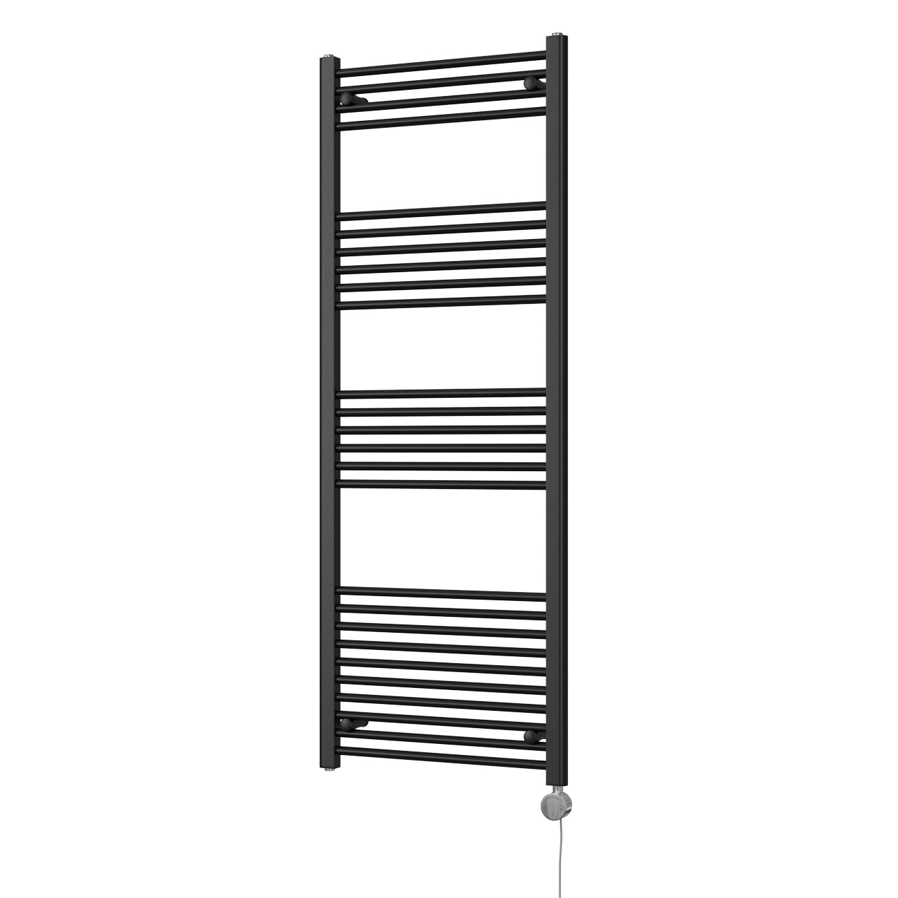 Zennor - Black Electric Towel Rail H1600mm x W600mm Straight 800w Thermostatic
