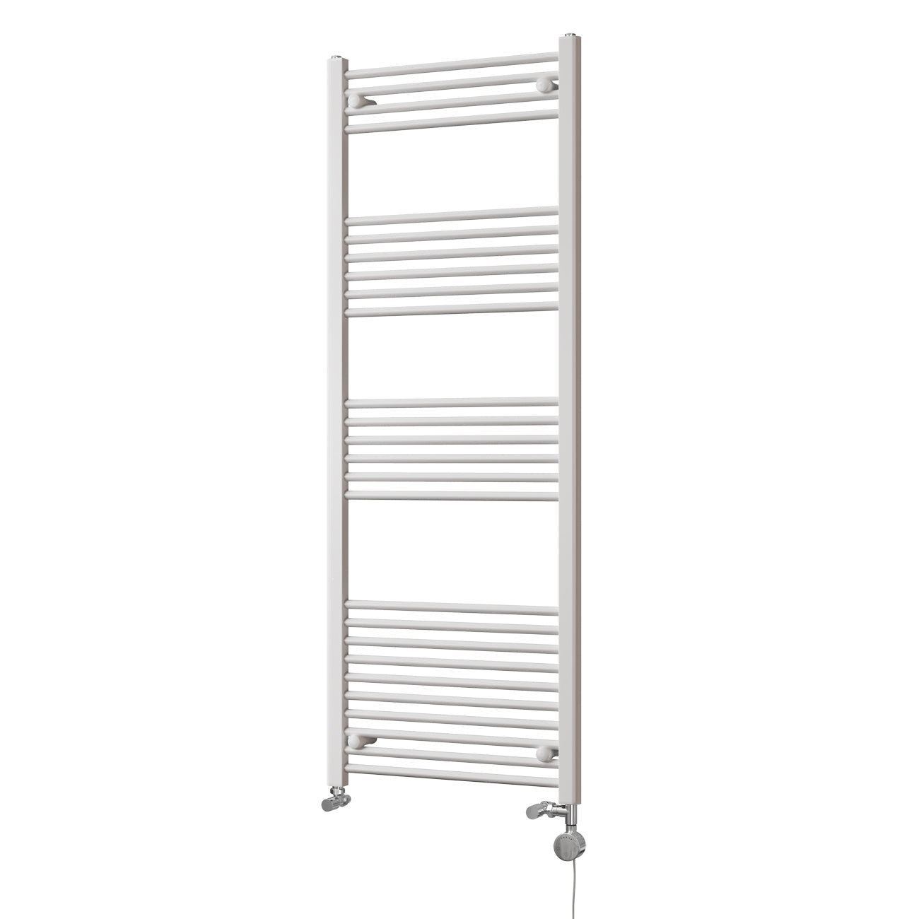 Zennor - White Dual Fuel Towel Rail H1600mm x W600mm Thermostatic - Straight