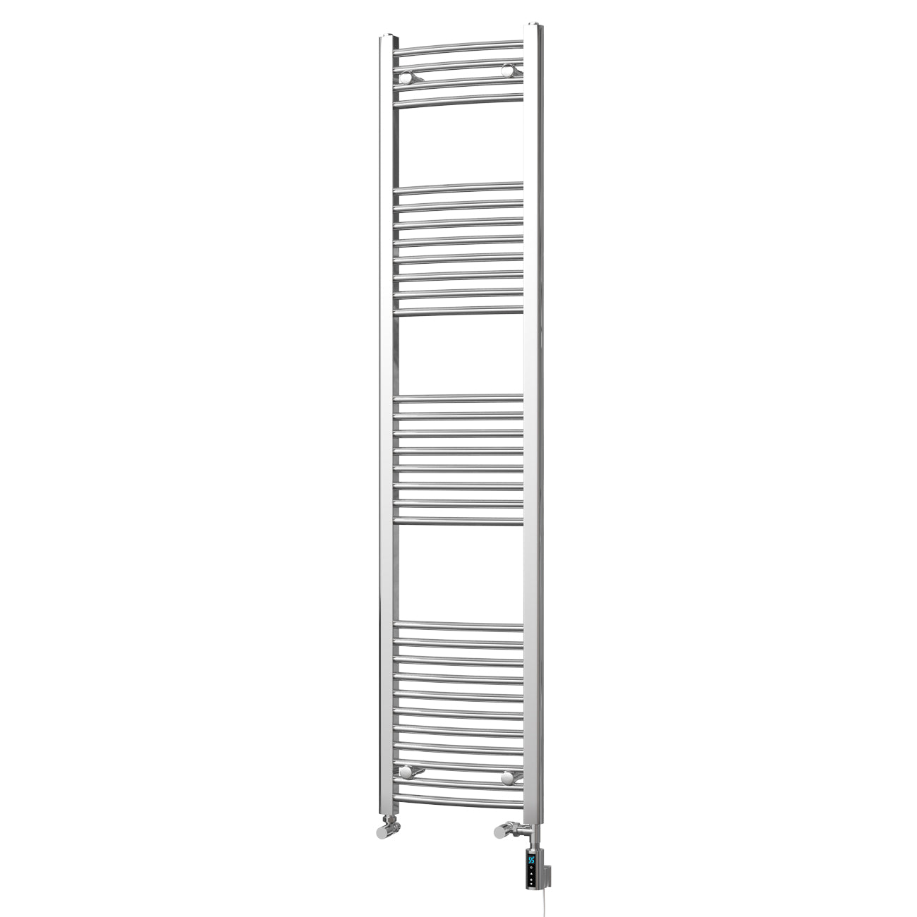 Zennor - Chrome Dual Fuel Towel Rail H1800mm x W400mm Thermostatic WIFI - Curved